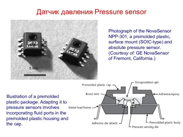 Photograph of the NovaSensor NPP-301, a premolded plastic, surface mount