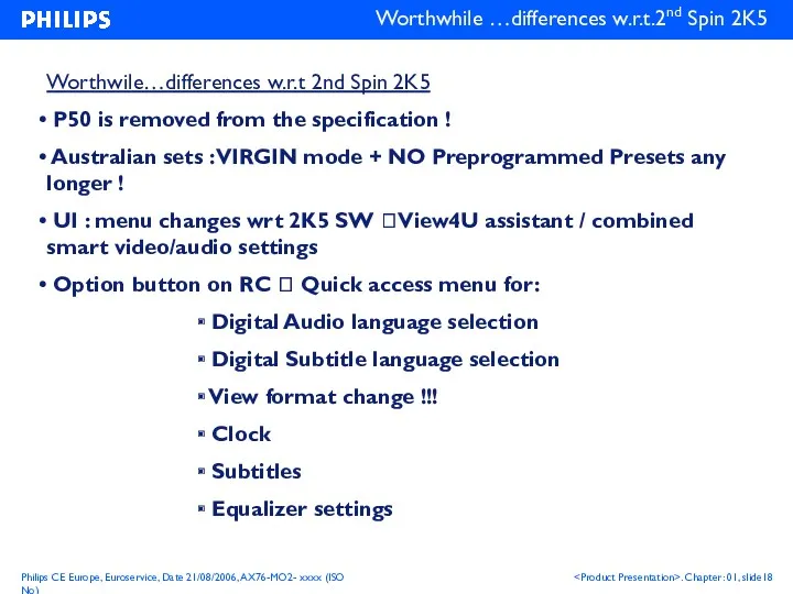 Worthwhile …differences w.r.t.2nd Spin 2K5 Worthwile…differences w.r.t 2nd Spin 2K5 P50 is removed