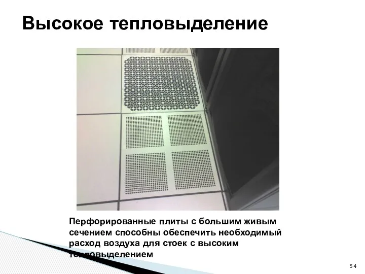 Высокое тепловыделение Перфорированные плиты с большим живым сечением способны обеспечить