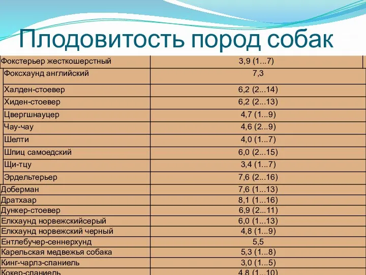 Плодовитость пород собак