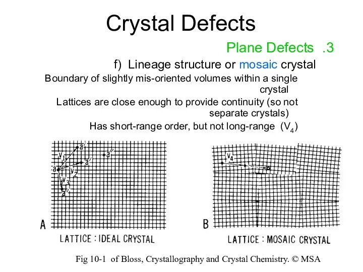 Crystal Defects 3. Plane Defects f) Lineage structure or mosaic