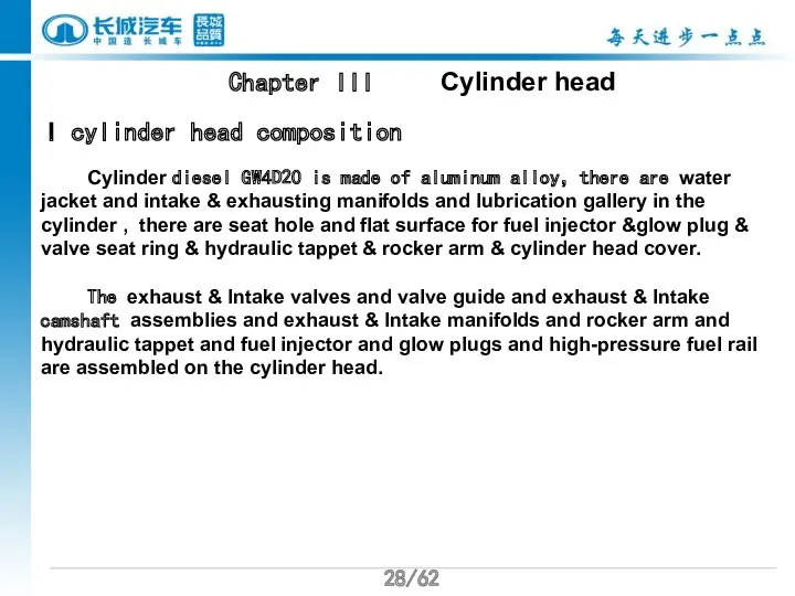 /62 /62 Chapter III Cylinder head I cylinder head composition