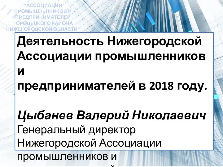 Деятельность Нижегородской Ассоциации промышленников и предпринимателей в 2018 году. Цыбанев