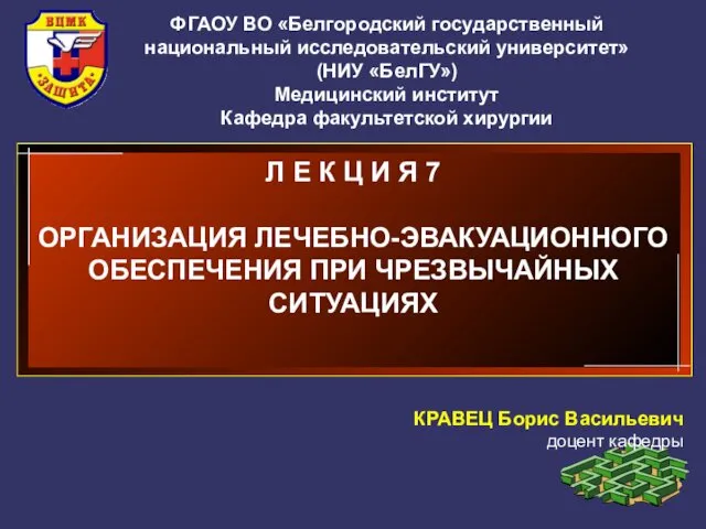 Организация лечебно-эвакуационного обеспечения при чрезвычайных ситуациях