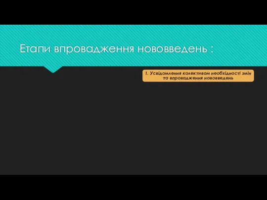 Етапи впровадження нововведень :