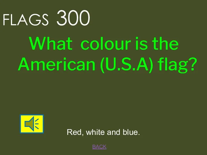 BACK FLAGS 300 Red, white and blue. What colour is the American (U.S.A) flag?