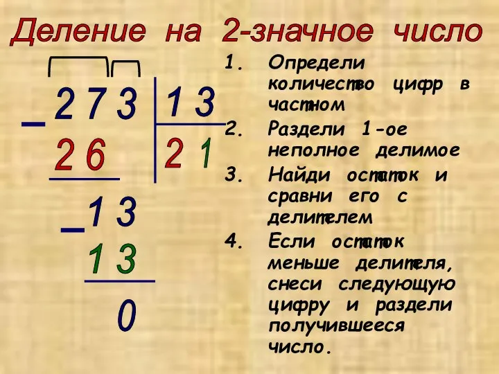 Определи количество цифр в частном Раздели 1-ое неполное делимое Найди