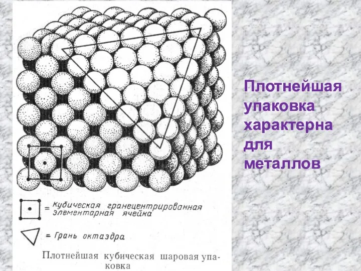 Плотнейшая упаковка характерна для металлов