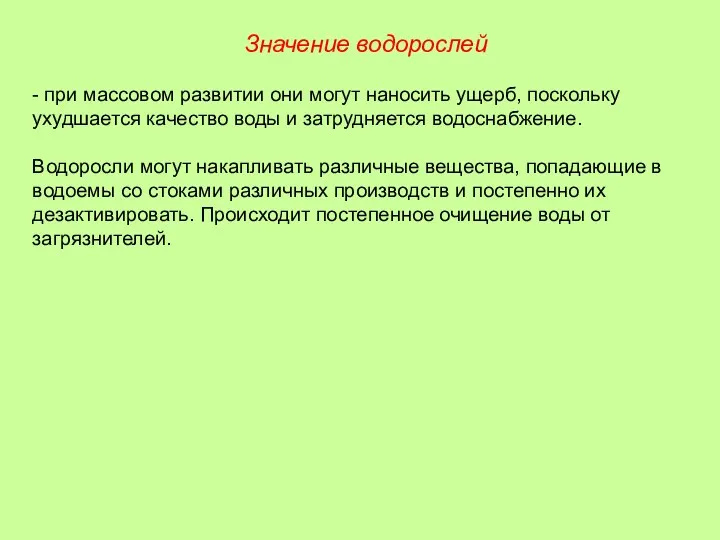 - при массовом развитии они могут наносить ущерб, поскольку ухудшается