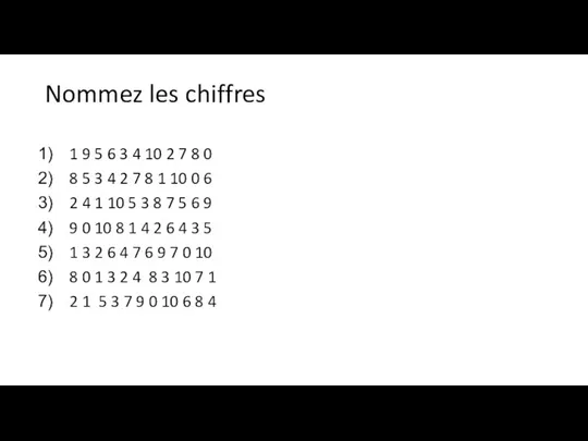 Nommez les chiffres 1 9 5 6 3 4 10