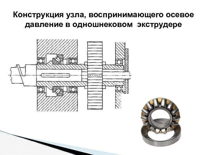 Конструкция узла, воспринимающего осевое давление в одношнековом экструдере