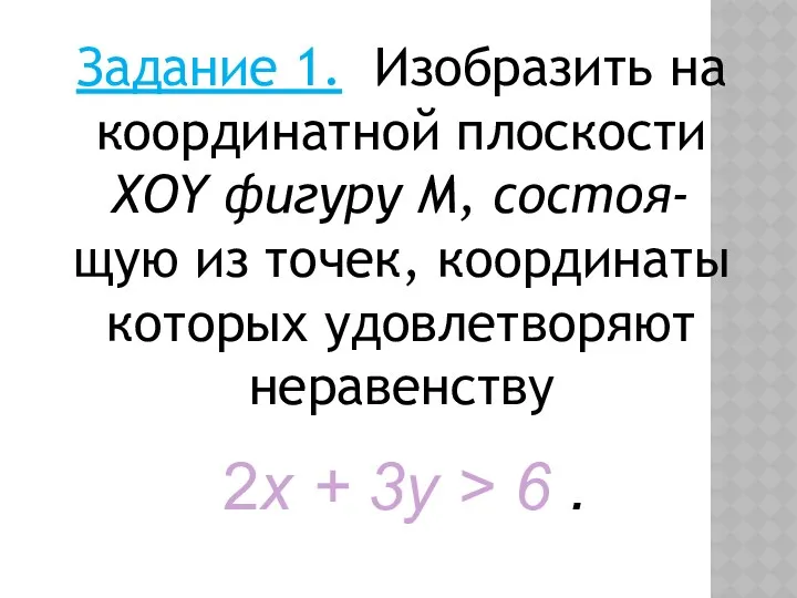 Задание 1. Изобразить на координатной плоскости XOY фигуру M, состоя-