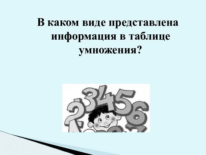 В каком виде представлена информация в таблице умножения?