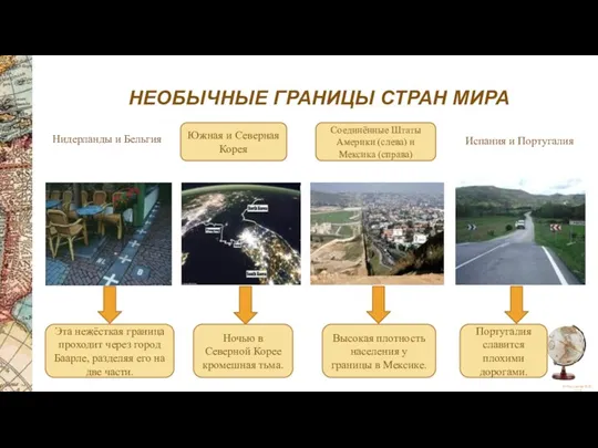 НЕОБЫЧНЫЕ ГРАНИЦЫ СТРАН МИРА Нидерланды и Бельгия Испания и Португалия