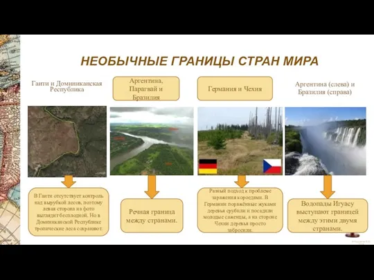 НЕОБЫЧНЫЕ ГРАНИЦЫ СТРАН МИРА Гаити и Доминиканская Республика Аргентина (слева)