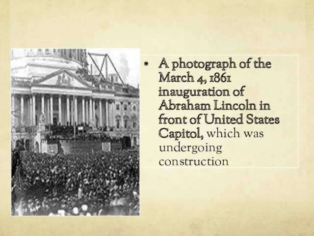 A photograph of the March 4, 1861 inauguration of Abraham