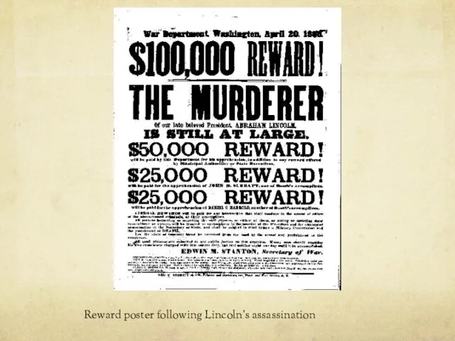 Reward poster following Lincoln’s assassination