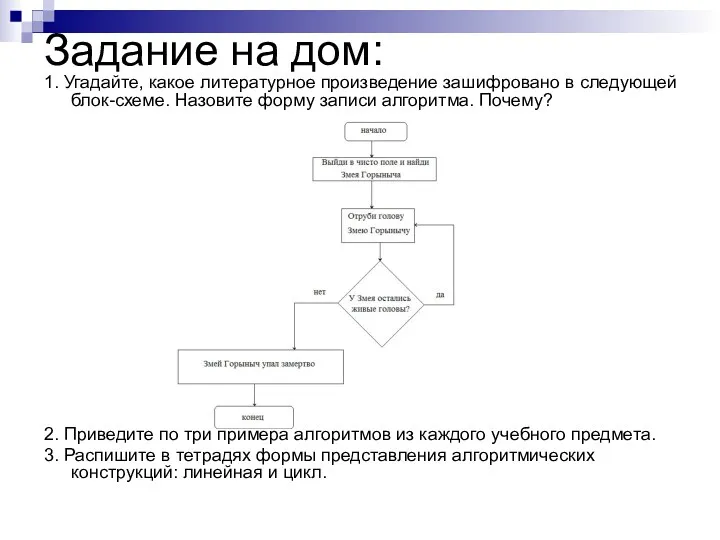 Задание на дом: 1. Угадайте, какое литературное произведение зашифровано в