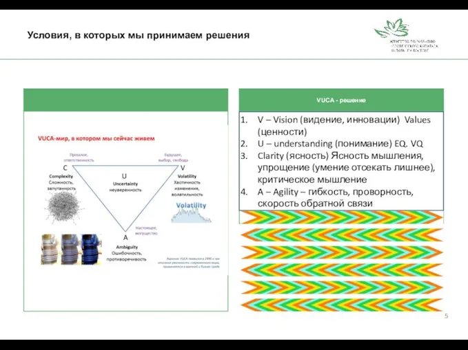 Условия, в которых мы принимаем решения VUCA - решение V