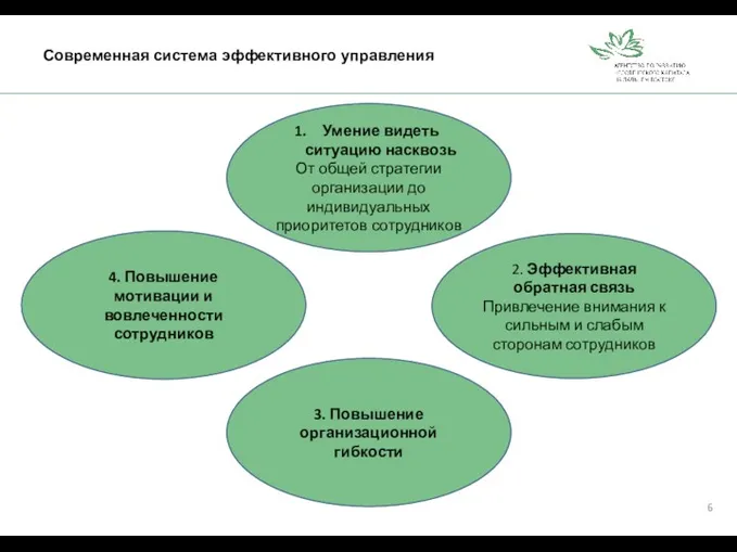 Современная система эффективного управления Умение видеть ситуацию насквозь От общей