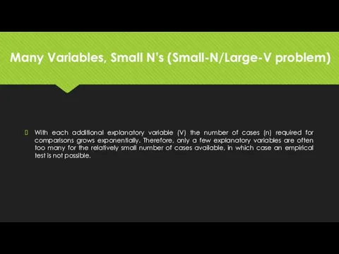 With each additional explanatory variable (V) the number of cases