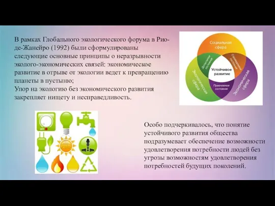 В рамках Глобального экологического форума в Рио-де-Жанейро (1992) были сформулированы