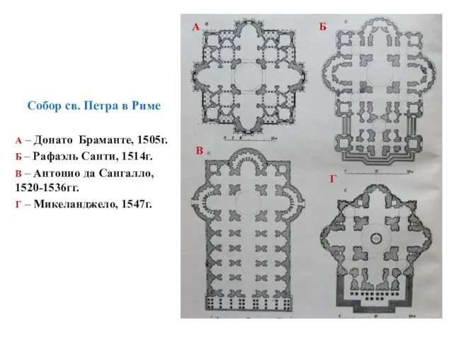 Собор св. Петра в Риме А – Донато Браманте, 1505г.