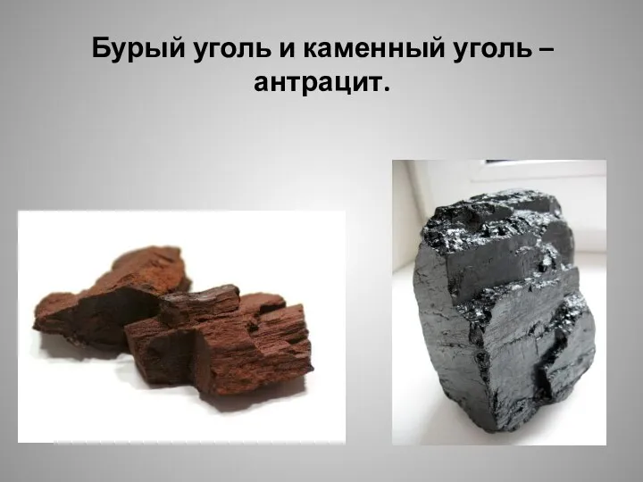 Бурый уголь и каменный уголь – антрацит.
