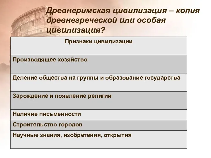 Древнеримская цивилизация – копия древнегреческой или особая цивилизация?