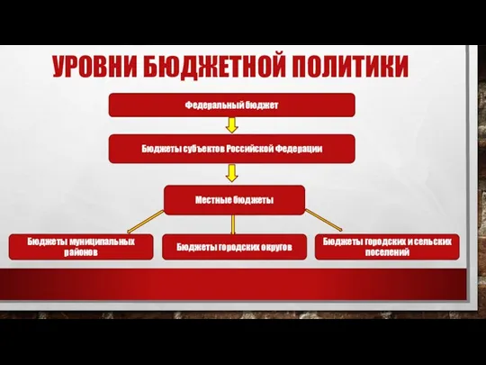 УРОВНИ БЮДЖЕТНОЙ ПОЛИТИКИ . Бюджеты субъектов Российской Федерации Федеральный бюджет