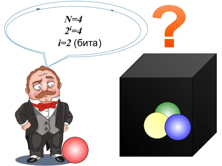 В ящике лежат 4 шара. Какое количество информации несет сообщение