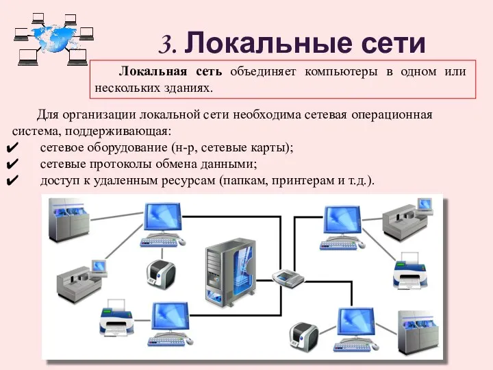 Для организации локальной сети необходима сетевая операционная система, поддерживающая: сетевое