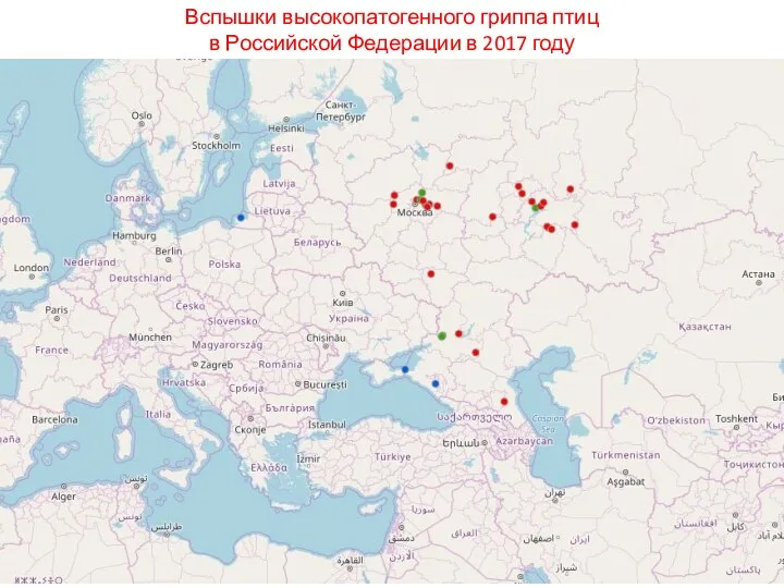 Вспышки высокопатогенного гриппа птиц в Российской Федерации в 2017 году