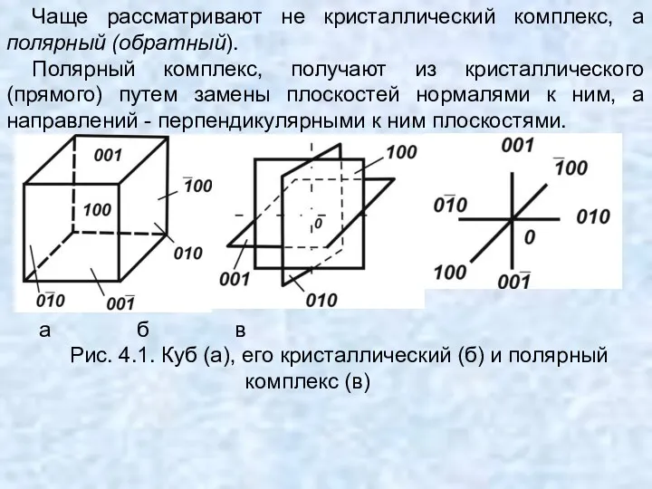 Чаще рассматривают не кристаллический комплекс, а полярный (обратный). Полярный комплекс,