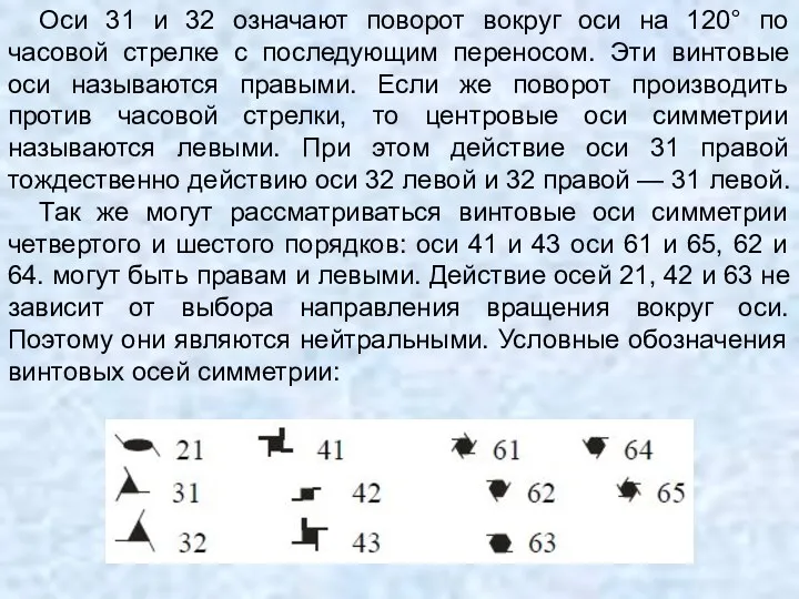 Оси 31 и 32 означают поворот вокруг оси на 120°