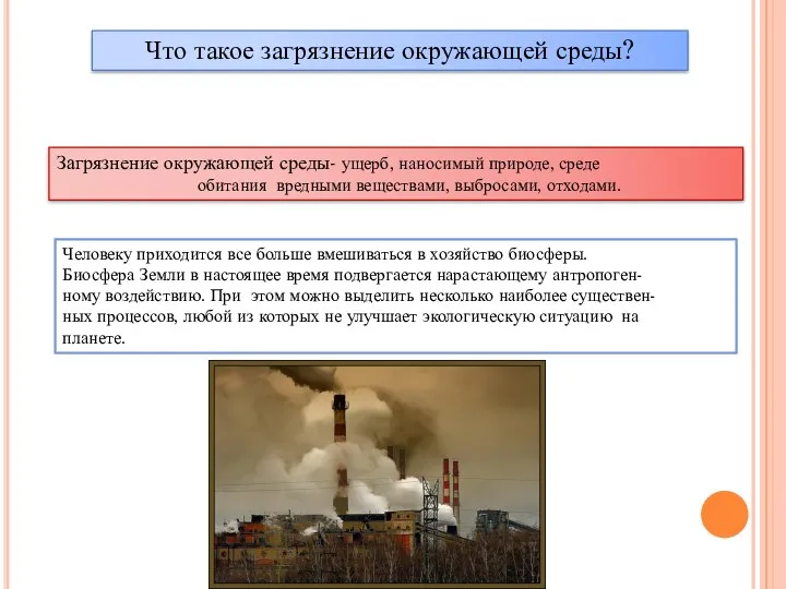 Что такое загрязнение окружающей среды? Загрязнение окружающей среды- ущерб, наносимый