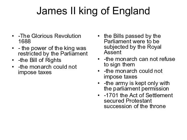 James II king of England -The Glorious Revolution 1688 -