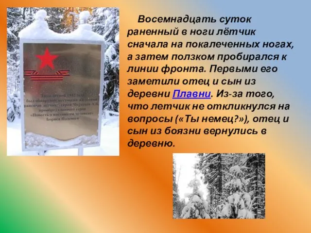 Восемнадцать суток раненный в ноги лётчик сначала на покалеченных ногах, а затем ползком