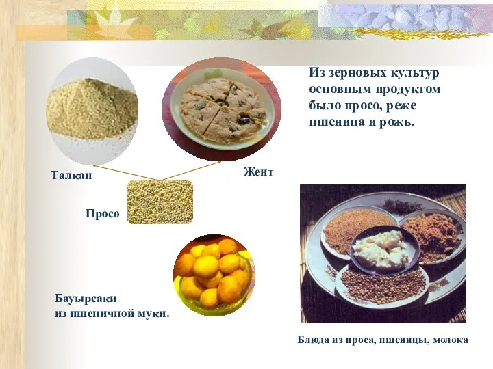 Из зерновых культур основным продуктом было просо, реже пшеница и