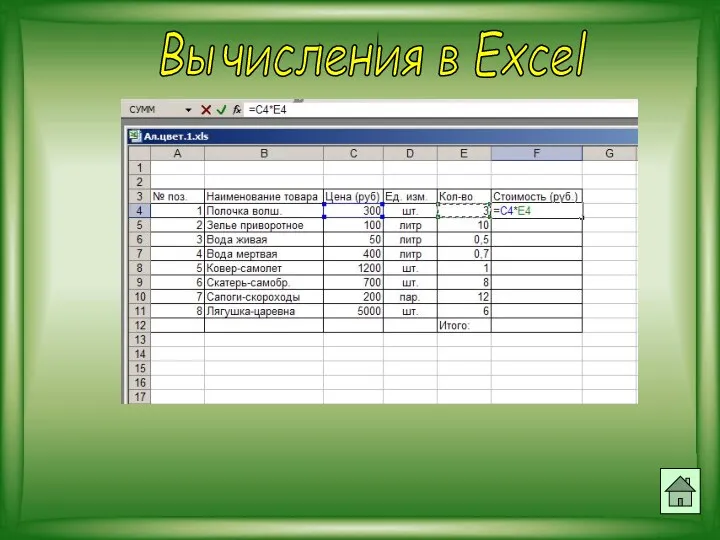 Вычисления в Excel