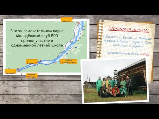 г. ЯКУТСК с. БАТАМАЙ турбаза ЛАБЫДЬА с. ЕЛАНКА турбаза УСТЬ-БУОТАМА