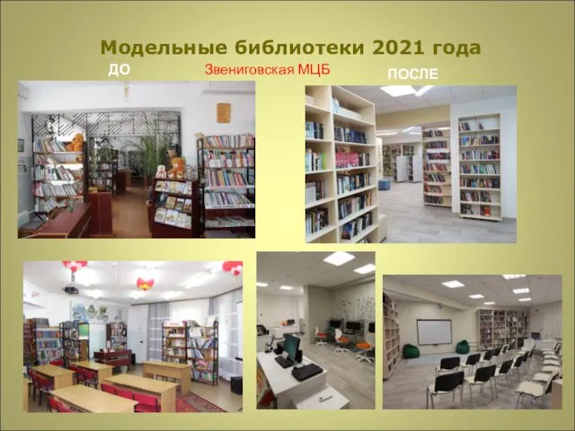 Модельные библиотеки 2021 года Звениговская МЦБ ДО ПОСЛЕ