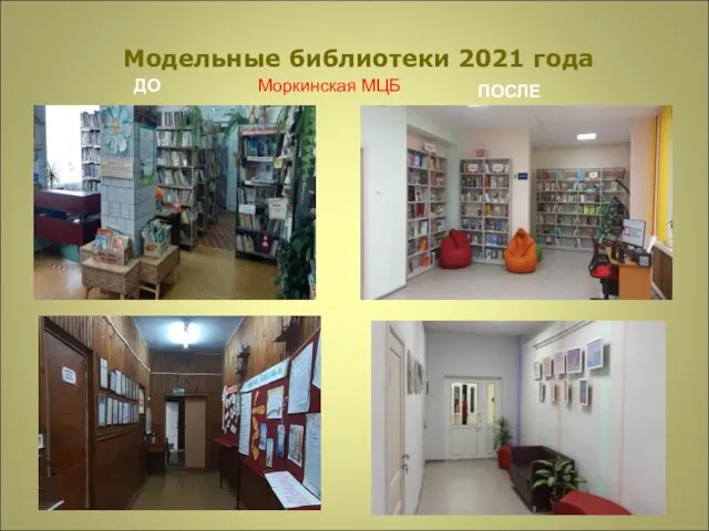 Модельные библиотеки 2021 года Моркинская МЦБ ДО ПОСЛЕ
