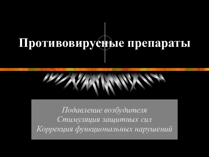 Противовирусные препараты Подавление возбудителя Стимуляция защитных сил Коррекция функциональных нарушений