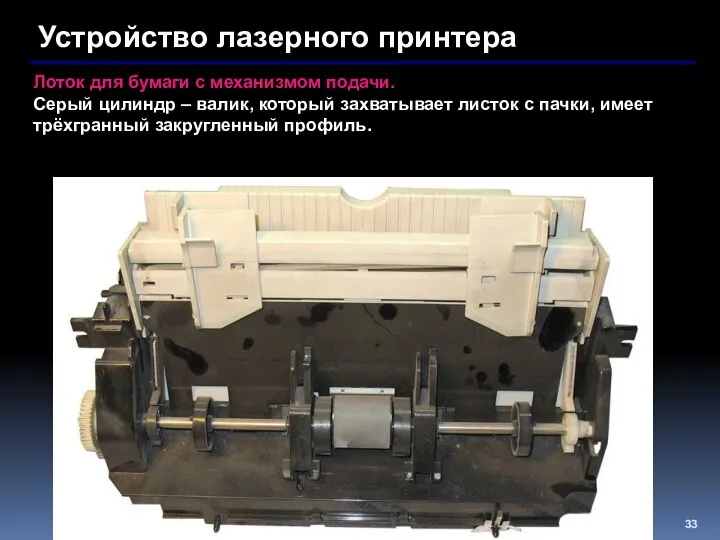 Устройство лазерного принтера Лоток для бумаги с механизмом подачи. Серый
