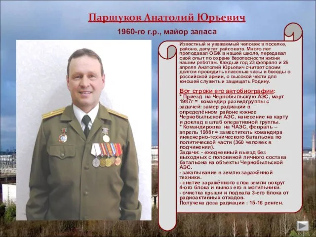 1960-го г.р., майор запаса Паршуков Анатолий Юрьевич Известный и уважаемый