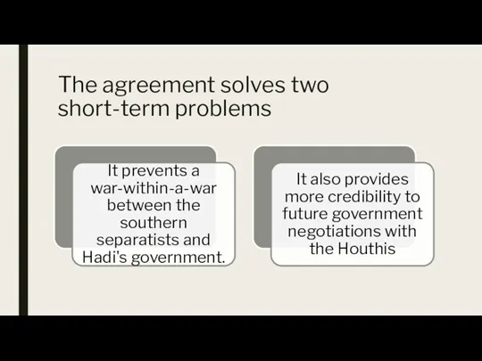 The agreement solves two short-term problems