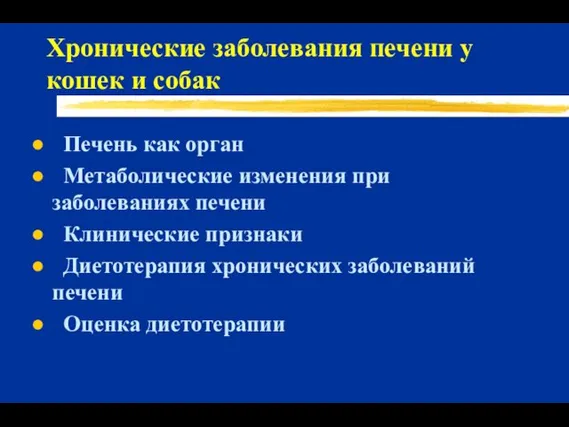 Хронические заболевания печени у кошек и собак Печень как орган