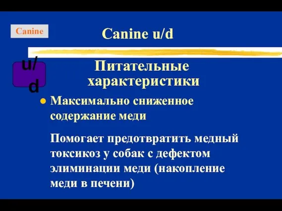 Canine u/d Canine u/d Максимально сниженное содержание меди Помогает предотвратить