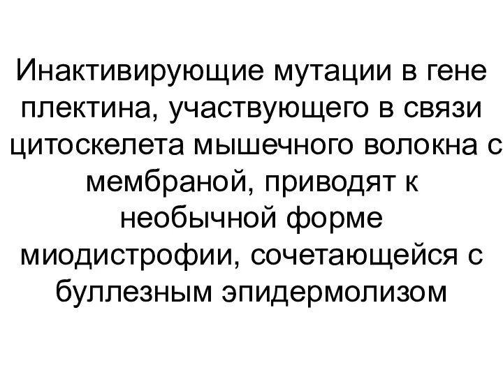 Инактивирующие мутации в гене плектина, участвующего в связи цитоскелета мышечного